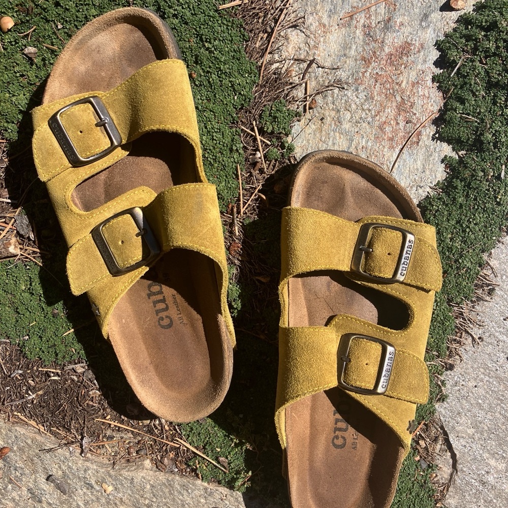 Women's Yellow Ochre Suede Sandals
